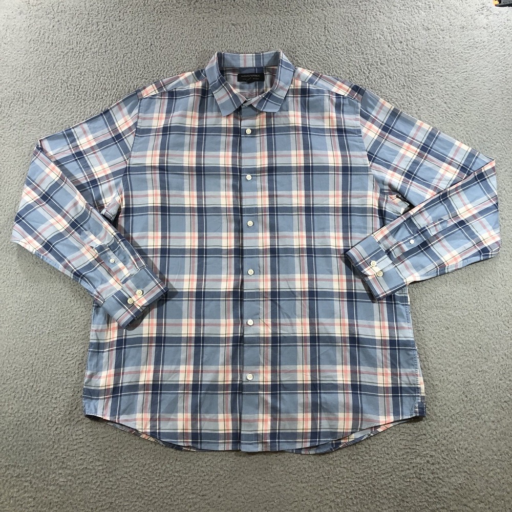 banana republic Shirt Men's XL Blur Plaid Casual Button Up Long Sleeve Cotton